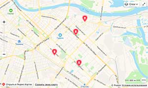 Изображение карты Яндекс с точками продаж