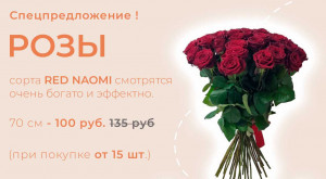 Роза Red Naomi (70 см) по 100 руб.