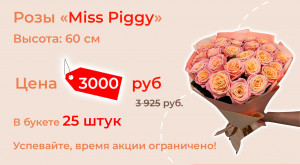 Розы Miss Piggy в букете 25 шт