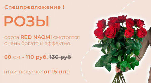 Скидка до 15% на розы Red Naomi